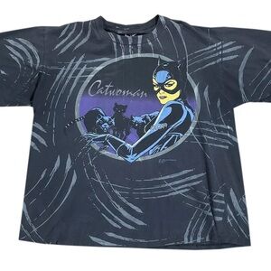 Vintage DC Comics Catwoman All Over Print T Shirt (Size XL,Fits Shorter)